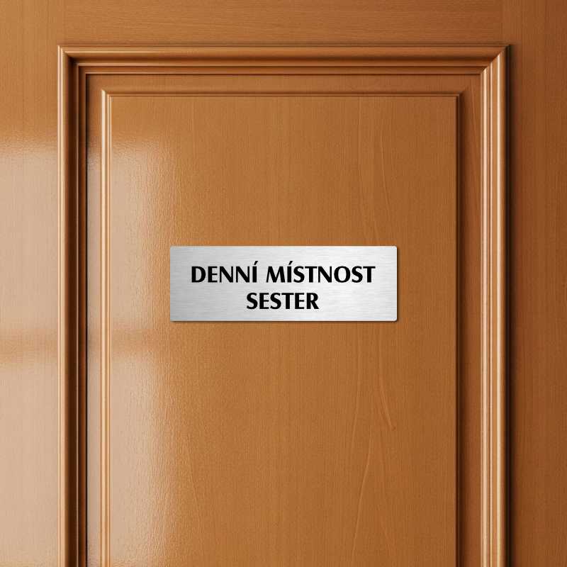 Denní místnost sester, 240x79mm, stříbrná popiska 